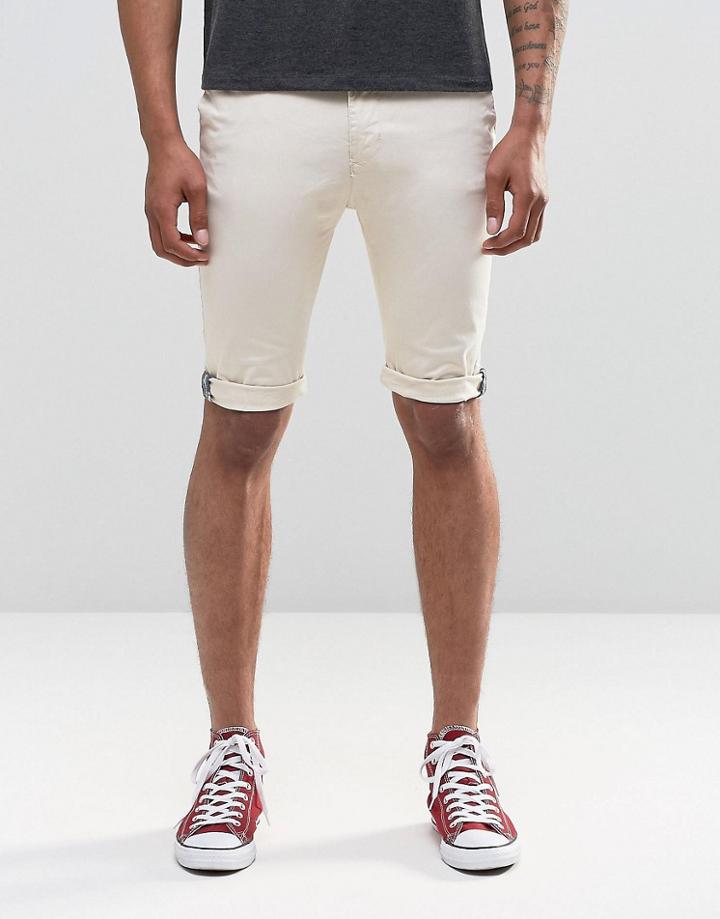 Bellfield Stretch Skinny Chino Shorts - Tan