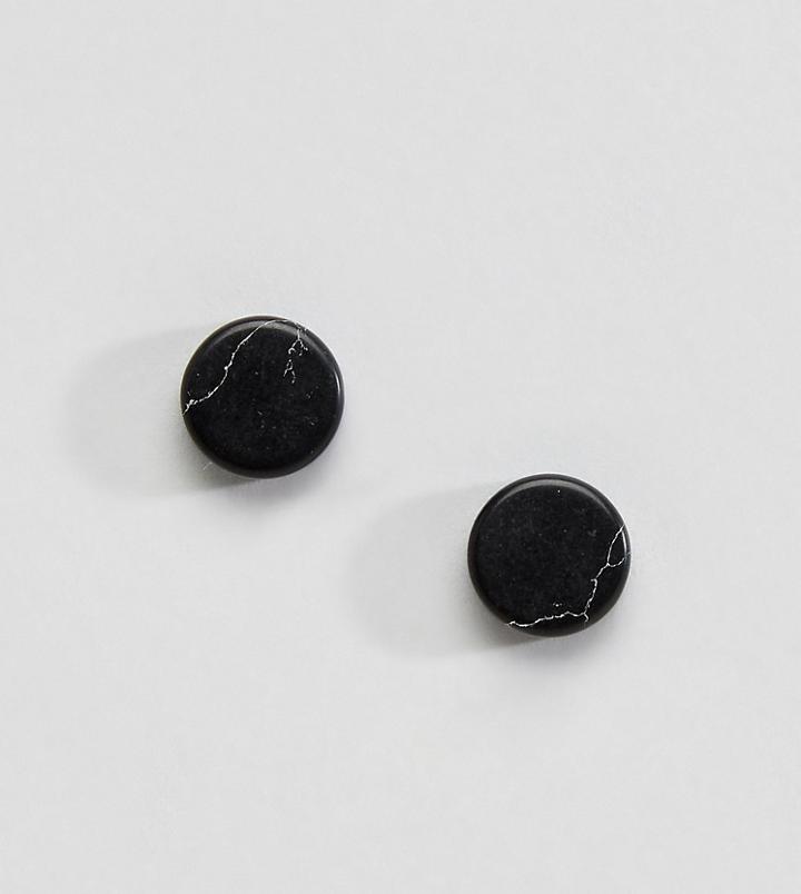 Asos Design Stone Look Plug Earrings In Black - Black