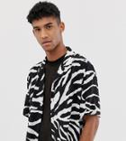 Collusion Viscose Zebra Print Shirt - White