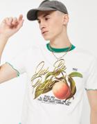 Asos Design Shrunken Fit T-shirt In Off White With Fruit Print & Contrast Ringer