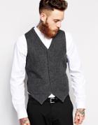 Asos Slim Fit Vest In 100% Wool - Gray