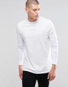 Asos Longline Long Sleeve T-shirt In White - White