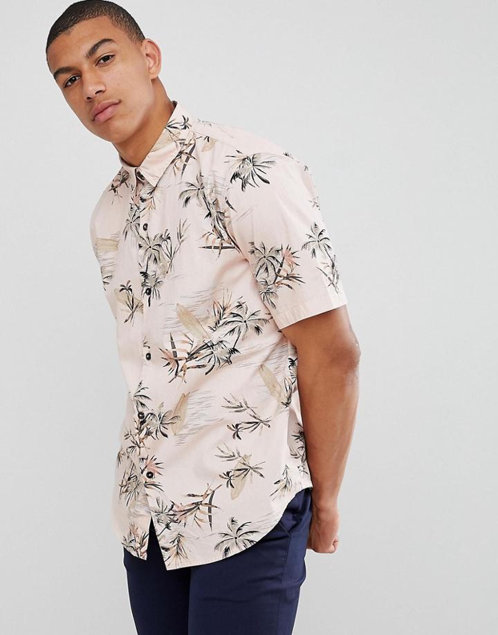Bershka Shirt With Floral Print In Pink - Pink
