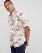 Bershka Shirt With Floral Print In Pink - Pink