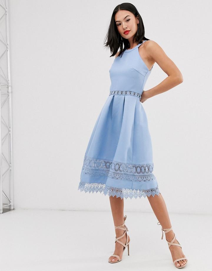 Chi Chi London Cutout Hem Midi Dress In Inky Blue - Navy