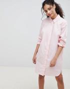 Asos Design Cotton Shirt Dress - Pink