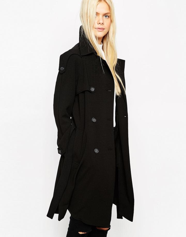 Asos Trench Coat In Midi Length - Camel