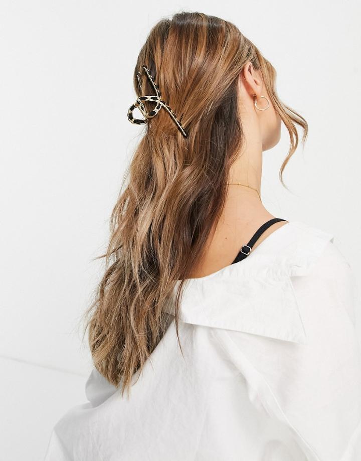 My Accessories London Hair Claw Clip In Quilted Chain-black