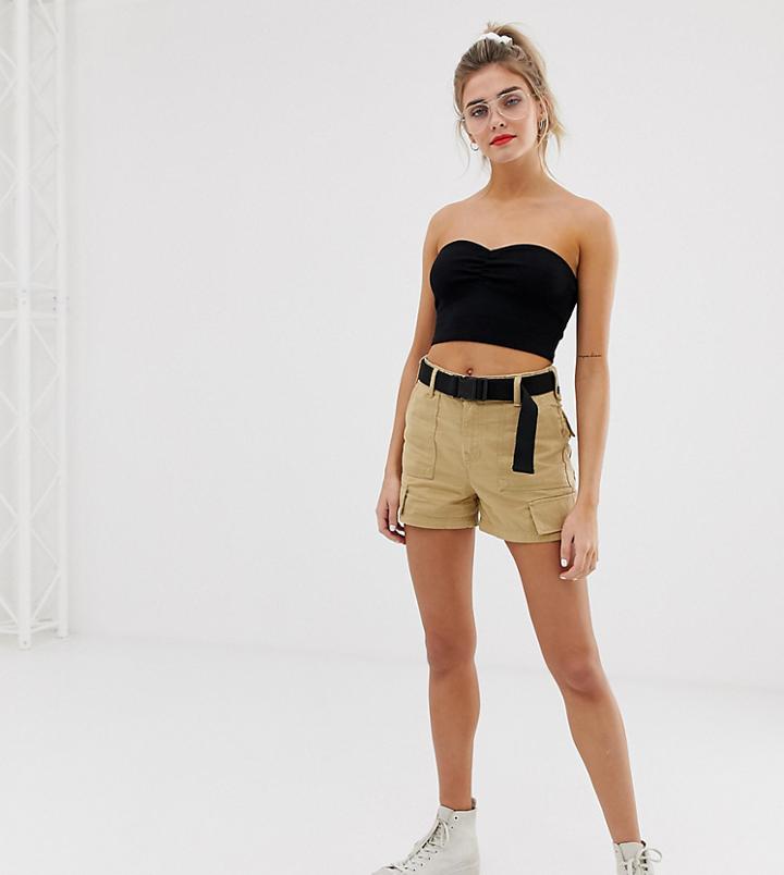 Bershka Cargo Short In Beige - Beige