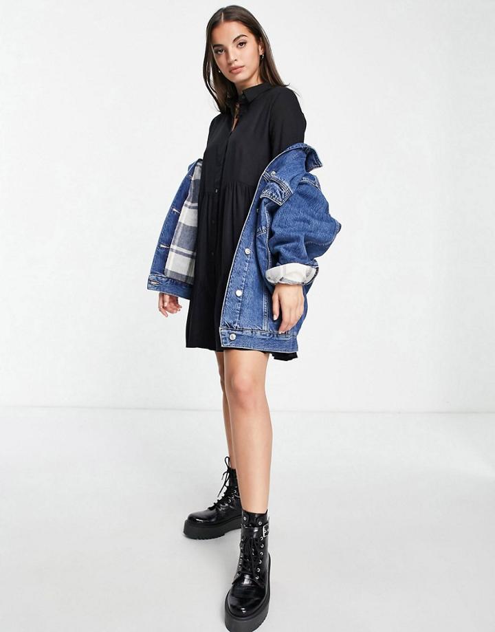 Stradivarius Shirt Dress In Black