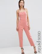 Asos Petite Jumpsuit In Scuba With Cut Away Front - Pink