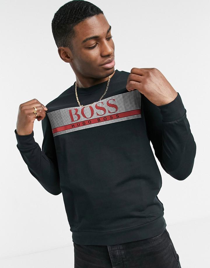 Boss Bodywear Sweatshirt With Contrast Chest Logo In Black