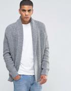 Asos Open Shawl Cardi In Wool Mix - Gray
