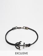 Simon Carter Anchor Leather Bracelet - Black