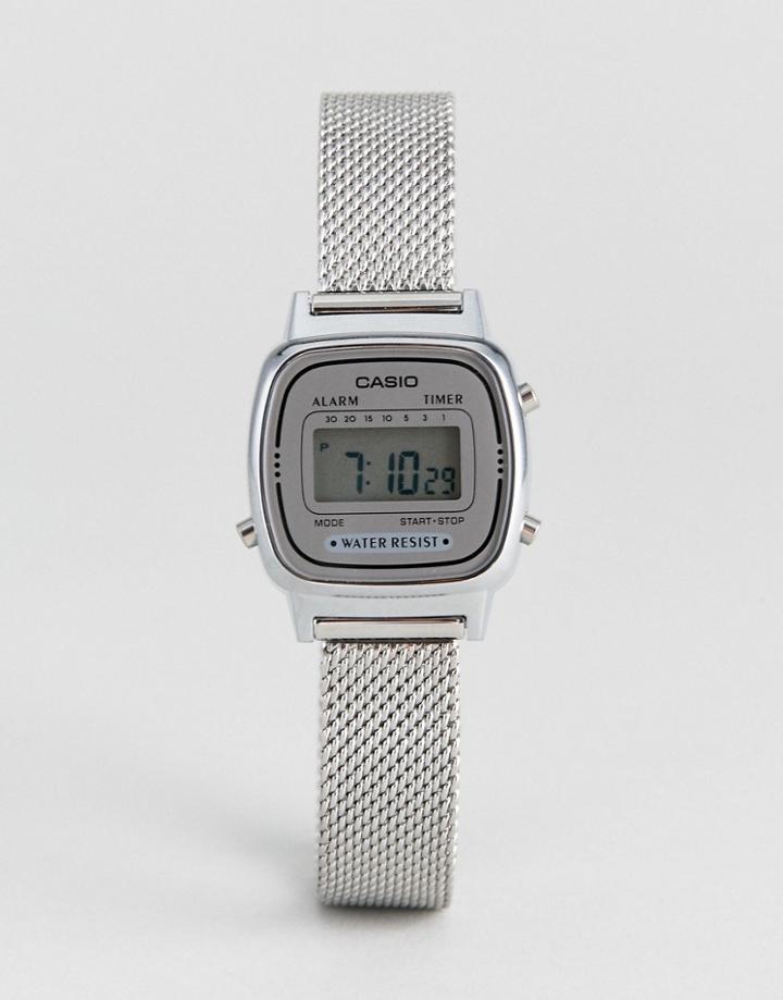 Casio La670 Digital Mesh Watch In Silver - Silver