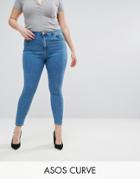 Asos Curve Ridley High Waist Skinny Jeans In Lily Wash - Blue