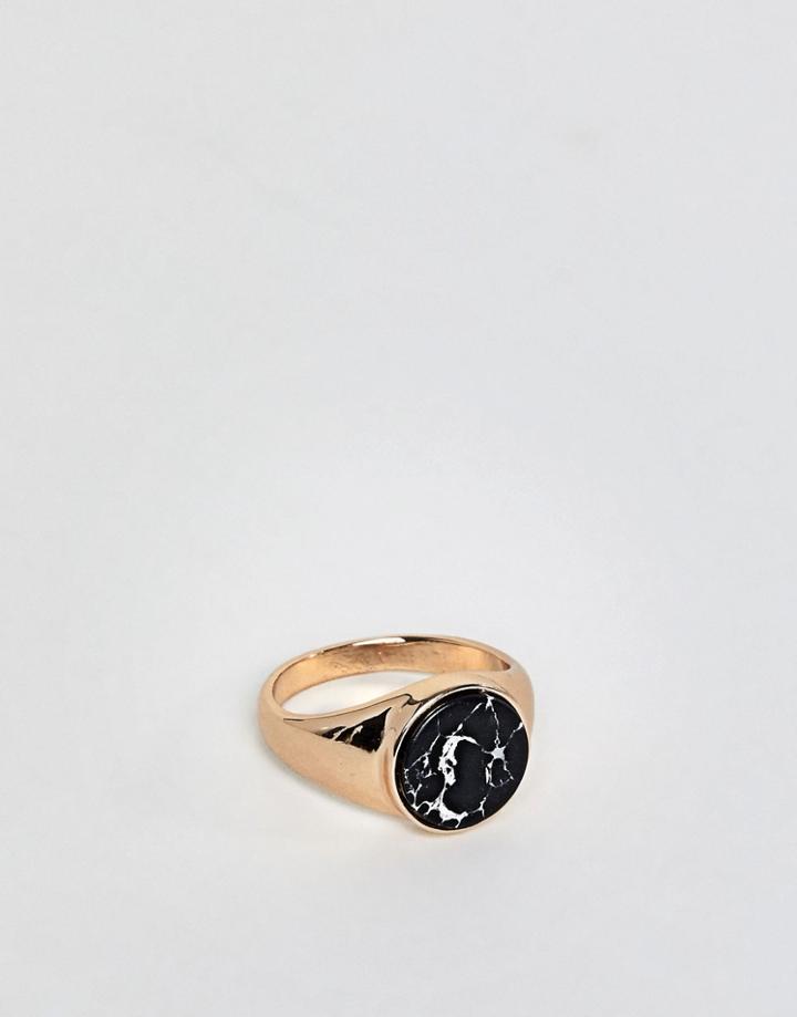 Chained & Able Gold & Black Signet Ring - Gold
