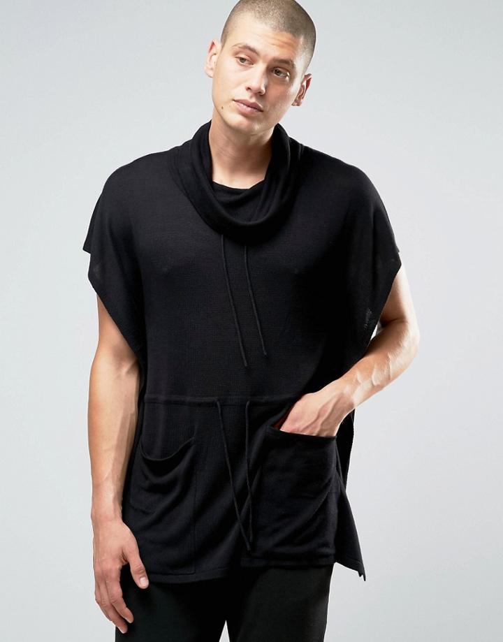 Asos Longline Knitted Sleeveless Top - Black