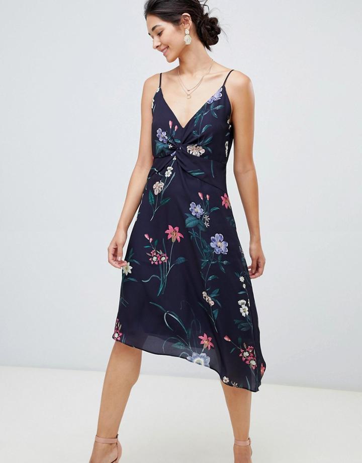 Oasis Floral Cami Dress In Navy - Multi