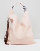Yoki Fashions Slouchy Shoulder Bag With Contrast Tassel - Pink