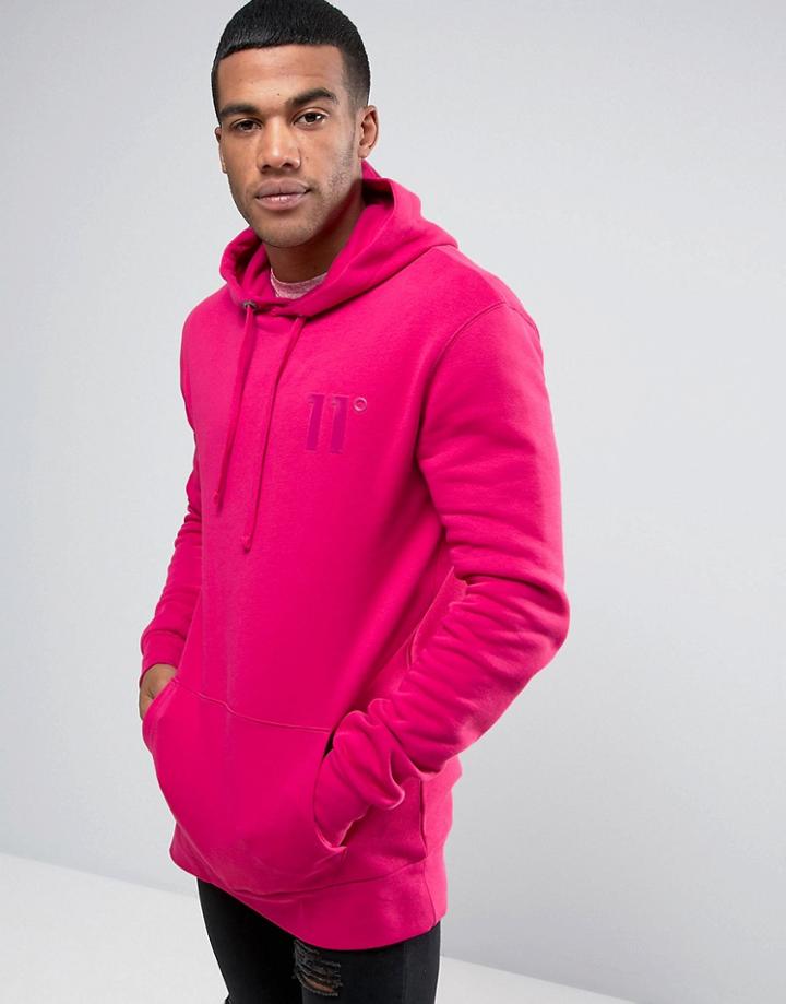 11 Degrees Logo Hoodie In Red - Red