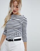 New Look Fitted Breton Stripe Top - Blue