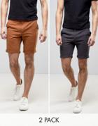 D-struct Turn Up Chino Shorts 2 Pack - Navy