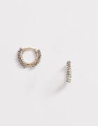 Asos Design Hoop Earrings With Ball Studs In Two Tone Finish-multi