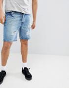 Brave Soul Vintage Distressed Denim Shorts - Blue
