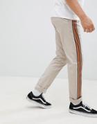 Asos Design Slim Pants In Mushroom With Front Stripe - Beige