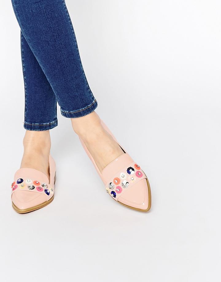 Asos Mermaid Embellished Flat Shoes - Nude