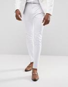 Asos Super Skinny Smart Pants In White Cotton Sateen - White
