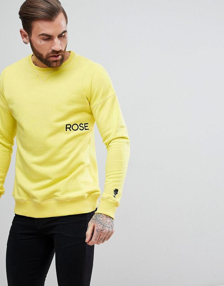 Rose London Drop Shoulder Sweatshirt In Yellow - Yellow