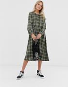 Pieces Check Smock Midi Dress - Multi