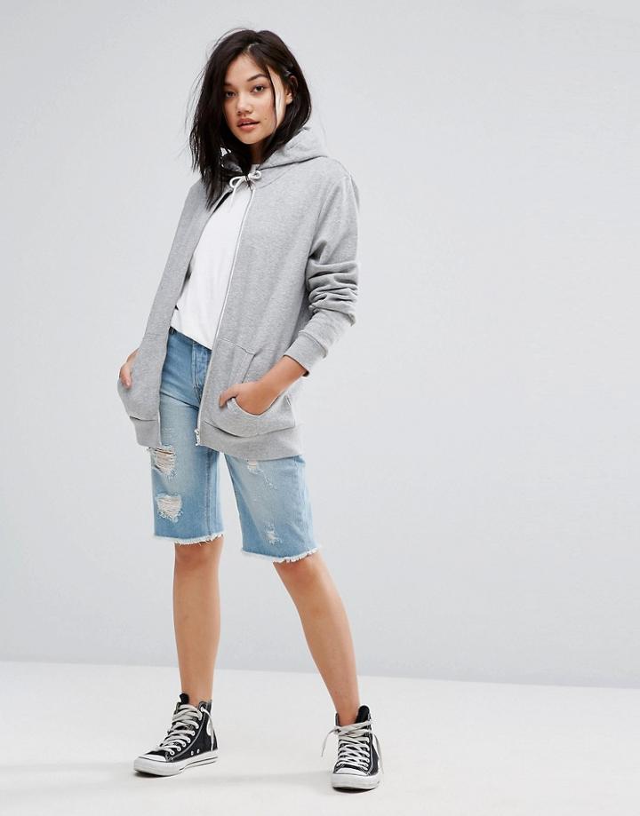 Only Long Distressed Boyfriend Shorts - Blue