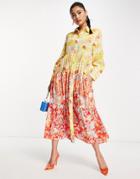 French Connection Blossom Tiered Mini Dress In Multi Floral
