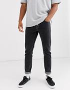 Asos Design Slim Jeans With Exposed Button Fly In Retro Black