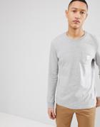 Esprit Long Sleeve T-shirt With Branded Pocket - Gray
