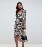 Miss Selfridge Wrap Midi Dress In Animal Print