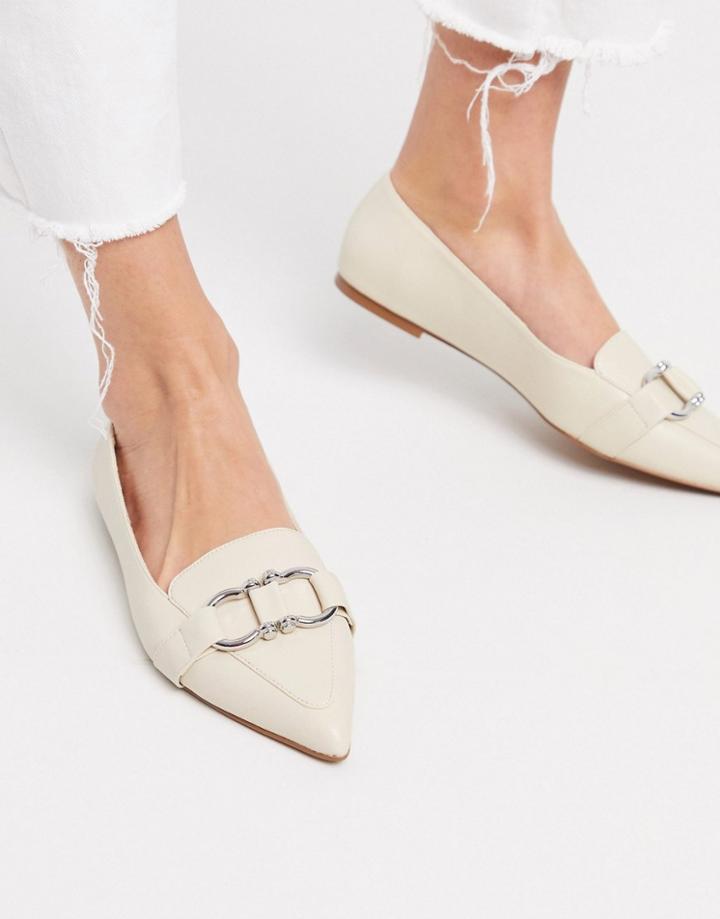 Asos Design Legit Snaffle Loafer Ballet Flats In Bone-white