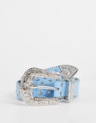 River Island Bling Western Belt In Light Blue