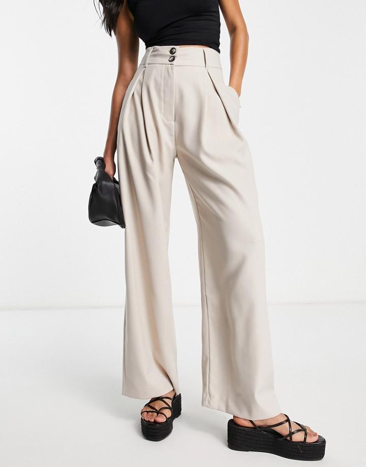River Island Straight Leg Tailored Pants In Gray