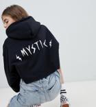Crooked Tongues Cropped Hoodie In Black With Mystik Back Print - Black