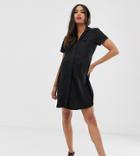 Asos Design Maternity Denim Pocket Detail Mini Shirt Dress-black