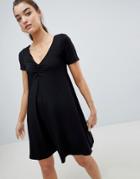 Asos Design Ruched Front Swing Dress - Black