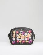 Asos Leather Summer Floral Embroidered Cross Body Bag - Multi
