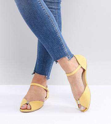 Park Lane Wide Fit Ballet Flats - Yellow