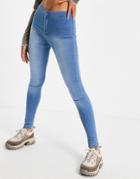 Naanaa High Waisted Skinny Jeans In Light Blue-blues