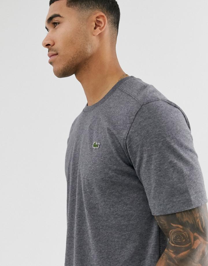 Lacoste Logo T-shirt In Charcoal Marl