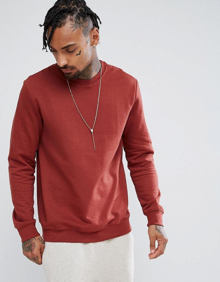 Bershka Sweatshirt In Dark Red - Red